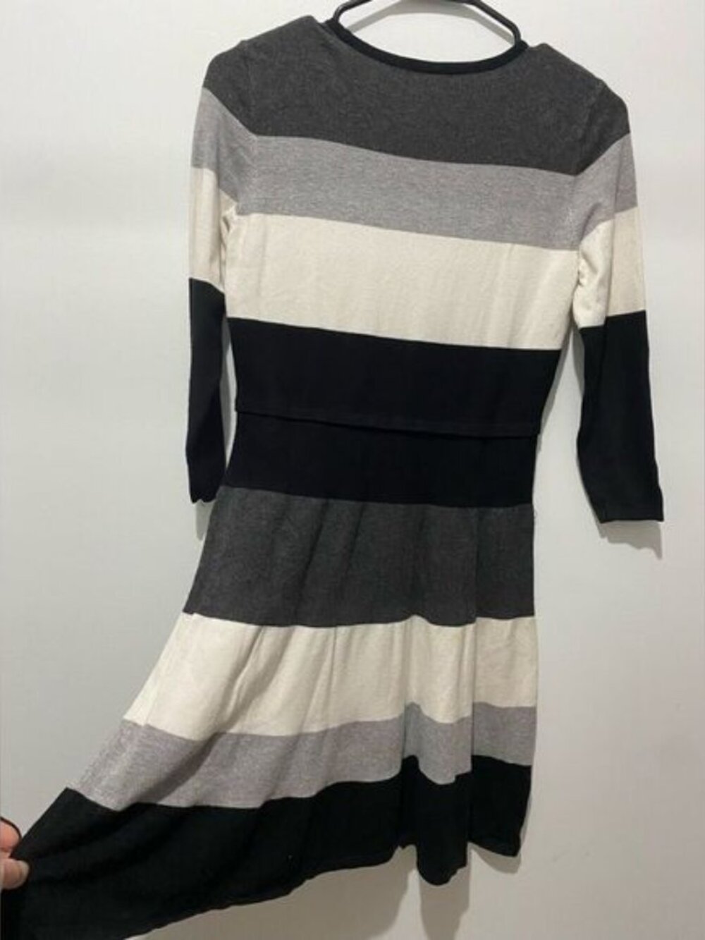 Tommy Hilfiger Black and White Fit and Flare Long Sleeve Dress - Picture 5 of 6